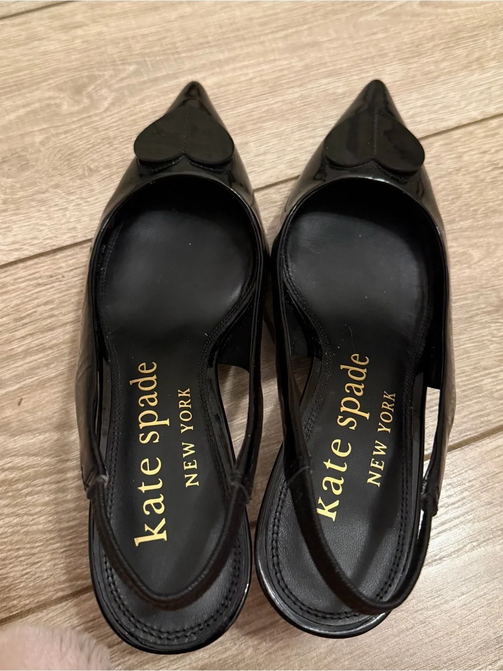 Kate Spade Lover Slingback Black Heart Kitten Heel